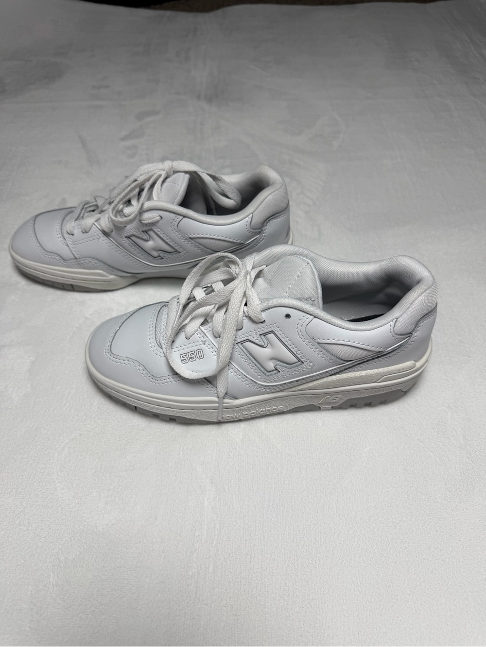 New Balance 550 Women's All-White Leather Sneakers